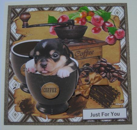 Morning Coffee Sharing Topper with Decoupage by Ellen Morgan
