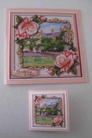 Beautiful 8x8 Scenic Card Topper and Roses by Ellen Morgan