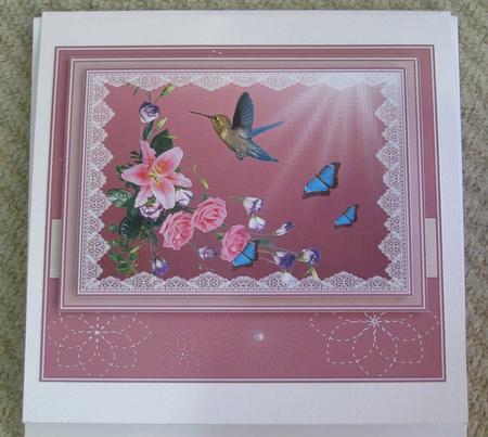 Roses, Hummingbird and Butterflies by Ellen Morgan