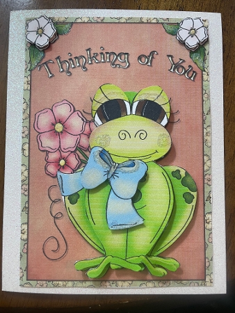 Thinking of You Frog Card Front and Decoupage by Emilie Freeman