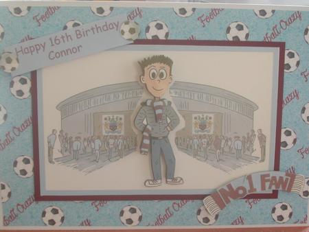 Football Fan (claret & Blue) - Decoupage by Emma Duddridge