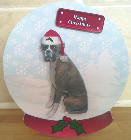 Boxer Dog Christmas Snow Globe by Emma Duddridge
