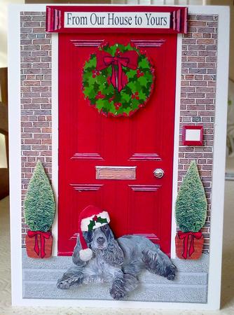 Christmas Door with Cocker Spaniel by Emma Duddridge