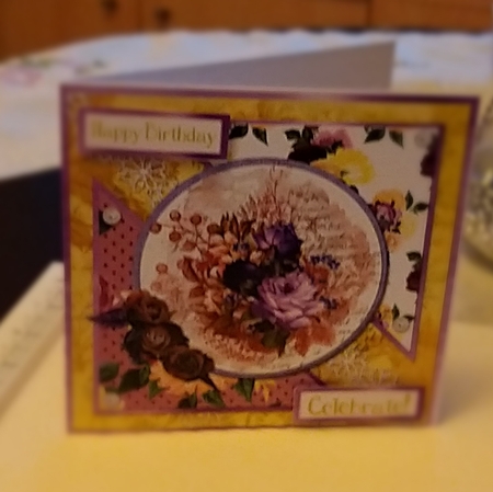 5 x 5 Quick Cut & Fold Card Lilac/Rose Gold Bouquet with Sentiments, Gold/Lilac/Rose Gold by emma dunne