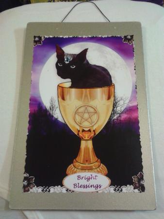 Mystic Mog the Wiccan Witches Cat Bright Blessings - A4 Card by emma dunne