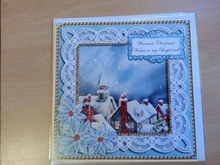 Blue Rooftops Wishes to My Boyfriend 8in Sentiment Topper by emma dunne