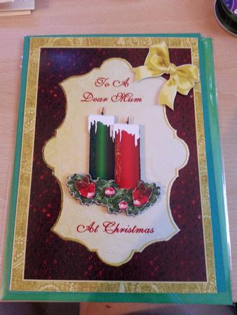 Candles on Red Glitter & Gold - Mum by emma dunne