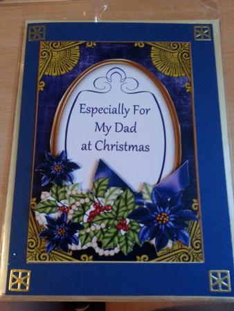 Dark Blue Poinsettia Dad at Christmas Oval 7x5 Step by Step by emma dunne