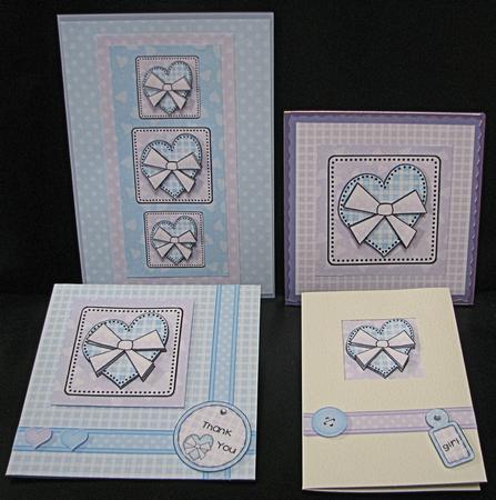 Funky Hearts Kit in Lilac & Cyan with Step by Step Decoupage by Emma Gleave