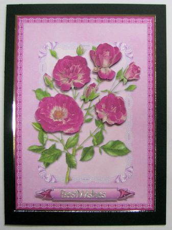 Magenta Roses Bouquet - Decoupage Card by Emma Gleave