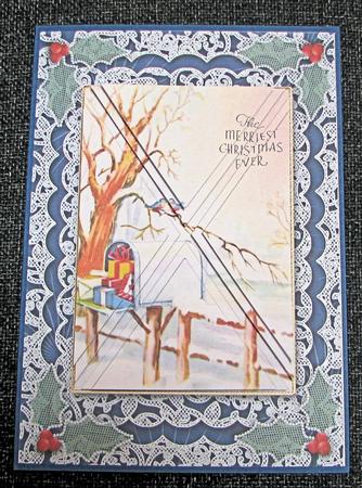 Merriest Christmas A5 Lace Card Front Side Step Stacker by Emma Gleave
