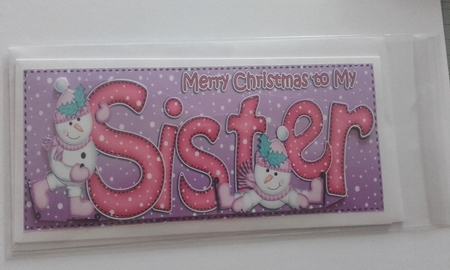 Large Dl Xmas Sister Snowmen Quick Card with 3D Decoupage by Emma Osborne