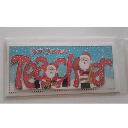 Large Dl Xmas Teacher Santa 3D Decoupage by Emma Osborne