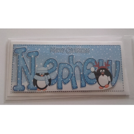 Large DL Christmas NEPHEW Pip Penguin 3D decoupage  by Emma Osborne