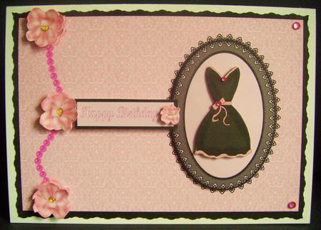 Pink Floral and Fashion Decoupage Card Front by Emma Queenin