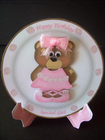 Rosie the Ballerina Bear Plate Card & Stand with Step by Ste by Emma Queenin