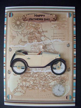 White Car Card Front and Decoupage by Emma Queenin