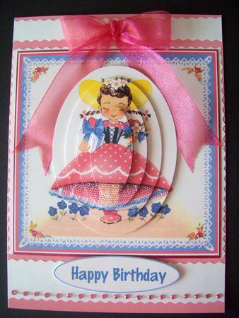 Lovely Little Birthday Girl - Pyramid Card by Emma Queenin