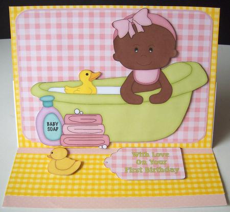 Dark Skinned Baby Girl in Bath by Emma Queenin