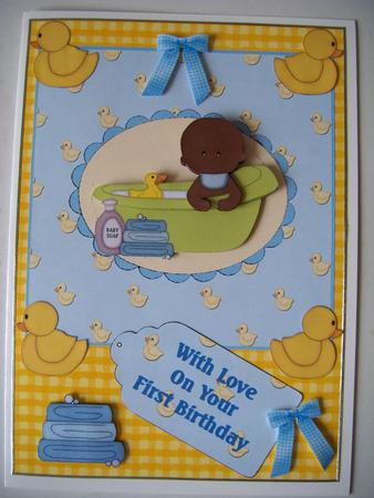Dark Skinned Baby Boy in Bath by Emma Queenin