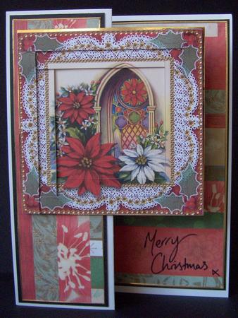 Poinsettia Window Spiral Edge Stacker Card Front Featured Gallery Photo