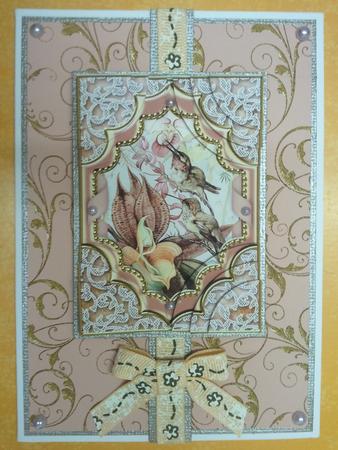Feeding Birds Ornate Diamond 7x5 All 4 Corner Stacker by Crafty M