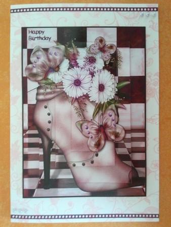 Pink Flowerheads Over Heel Pyramid by Crafty M