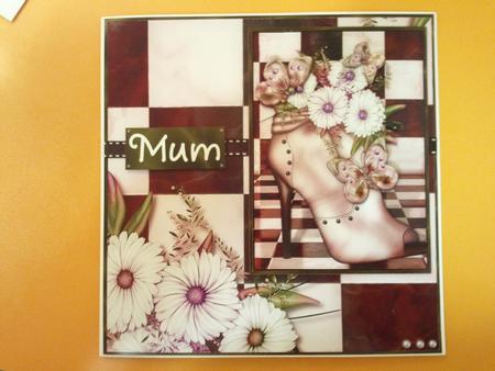 Pink Flowerheads Over Heel Decoupage by Crafty M