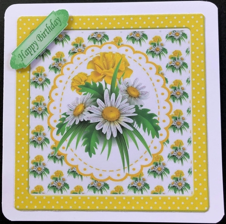 pretty white daisies flower arrangement in oval card front 8x8  by Engela Conradie
