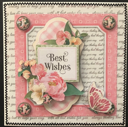 Best Wishes 7.5 Inch 3D Decoupage Card Front and Insert by Engela Conradie