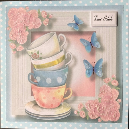 Teacups & Butterflies 8x8 by Engela Conradie