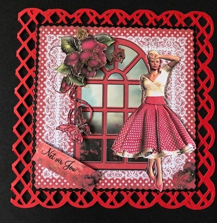 Red Polka Dots and Lace Card Front Kit by Engela Conradie