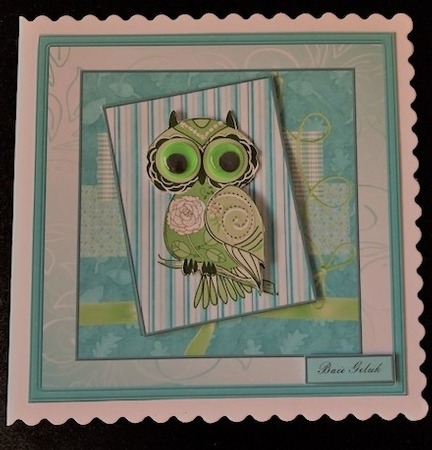 Hoot Owl 7x7 Card with Decoupage by Engela Conradie