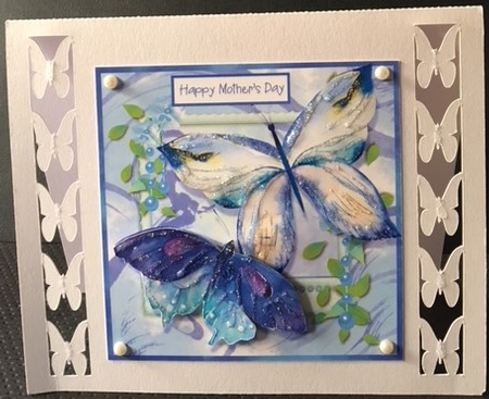 Beautiful Blue Butterfly Card Topper - Mothers Day by Engela Conradie