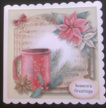 Sheet Music Watercolour Christmas - Hot Choc 8x8 by Engela Conradie