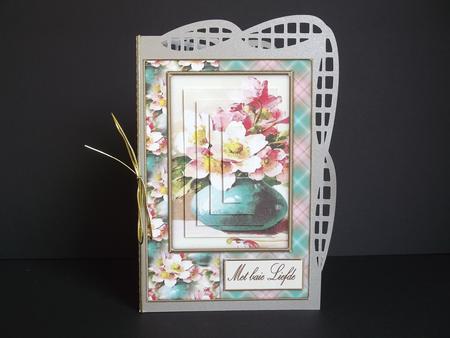 Beautiful Vintage Painted Flowers A5 Quick Card by Engela Conradie