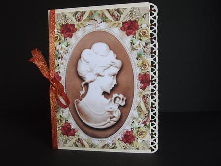 Beautiful Beige Cameo with Vintage Flowers A4 by Engela Conradie