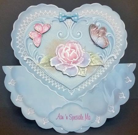 Frosted Roses Heart Shaped Wobble Card by Engela Conradie