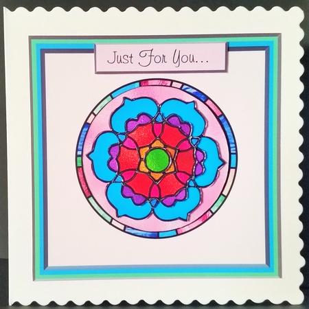 Stained Glass Mandala Card Front by Engela Conradie