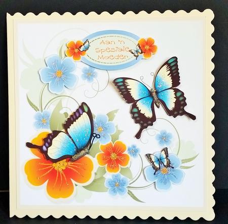 Butterfly Kisses Decoupage Card Front by Engela Conradie