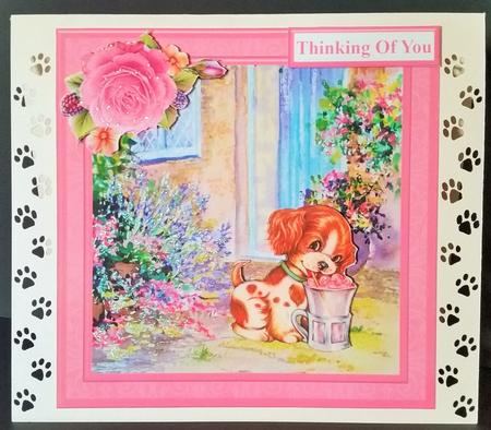 Cute Puppy Scene Topper & Decoupage by Engela Conradie