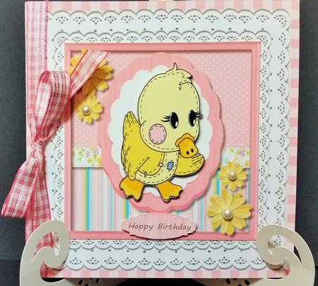 Pink Gingham and White Lace Card Front & Topper by Engela Conradie
