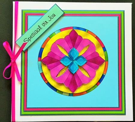 Stained Glass Mandala Card Front 2 by Engela Conradie