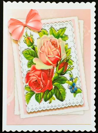 Vintage Roses on Lace with Bow by Engela Conradie