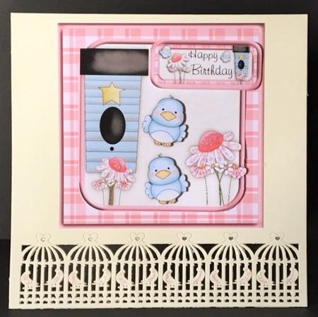 Blue Birds New Home Square Card Topper by Engela Conradie
