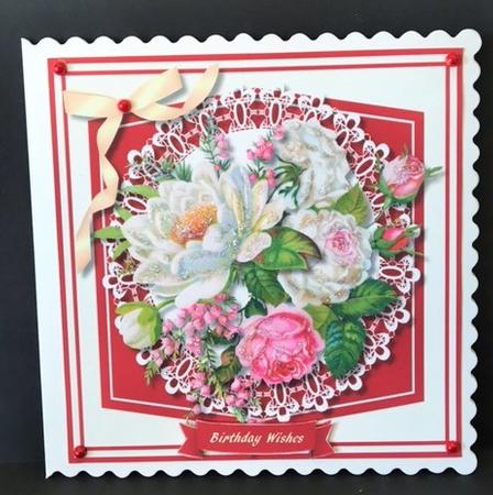 Beautiful Roses on a Cut Out Lace Mat  by Engela Conradie