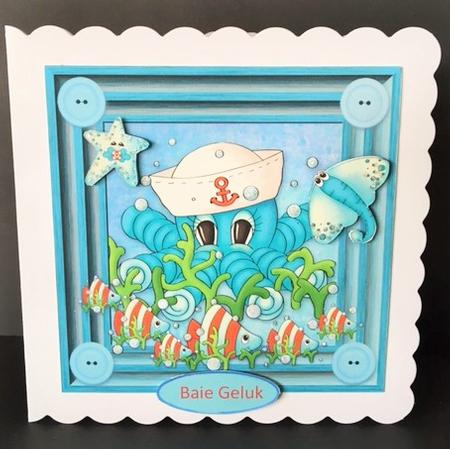 Welcome Baby Boy Button Teal Frame by Engela Conradie