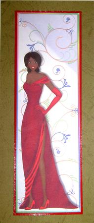 Ethnic Lady in a Red Elegant Dress Large Dl Topper by Erica D Philip