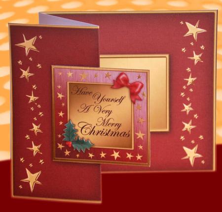 Elegant Christmas Greeting No-hole Fold Back Card by Erica D Philip