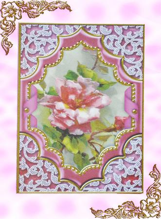 Pink Rose Ornate Diamond A4 Picture Topper Sheet by Erica D Philip
